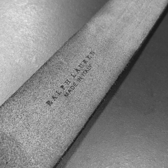 Ralph Lauren * Made in Italy Steer Head Black Distressed Calf Leather Belt - Picture 3 of 15